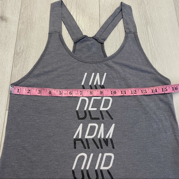 UNDER ARMOUR Gray Racerback Loose Fitting Tank Top - Picture 2 of 6